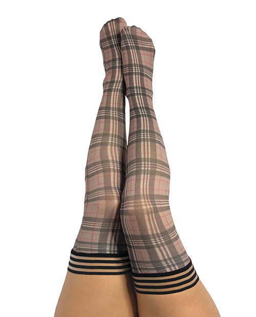 Kix'ies Lori Plaid Thigh Highs Tan D