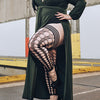 Kixies Jo Circle Fishnet Footless Thigh High Black C
