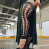 Kixies Jo Circle Fishnet Footless Thigh High Black D