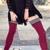 Kixies Heather Opaque Thigh High Cranberry B