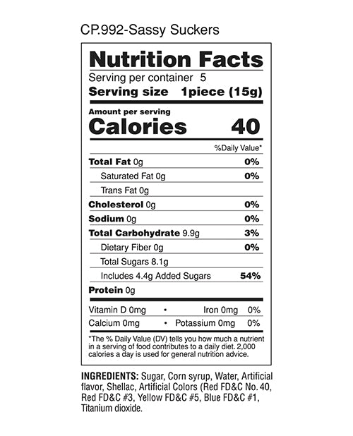 Sassy Suckers - Asst. Flavors Pack of 5