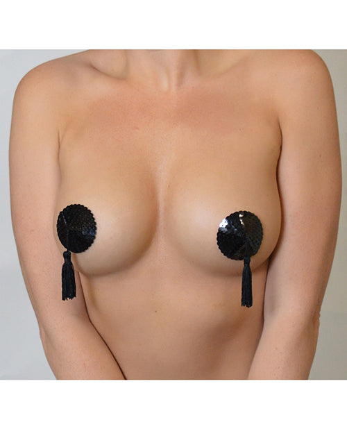 =Minor Creations Sequin Pasties w/Tassel - Black