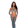 Seamless Bandeau Top Catsuit w/Toe Loops Turquoise O/S