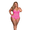 Sheer Mesh Merry Widow & Crotchless G-String Pink QN