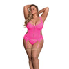 Sheer Mesh Merry Widow & Crotchless G-String Pink QN