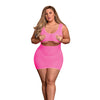 Sheer Mesh Underboob Dress & Crotchless G-String Pink  QN