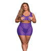 Sheer Mesh Underboob Dress & Crotchless G-String Purple QN
