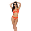 Strap-Tease Bra & Crotchless Panty Neon Orange L/XL