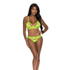 Strap-Tease Bra & Crotchless Panty Neon Yellow S/M
