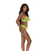 Strap-Tease Bra & Crotchless Panty Neon Yellow S/M