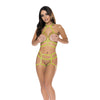 Strap-Tease Cupless Choker Bra & Open Cage Short Neon Yellow L/XL