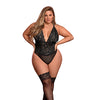 Risqué Business Lace & Mesh Teddy w/Snap Crotch Black QN