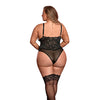 Risqué Business Lace & Mesh Teddy w/Snap Crotch Black QN
