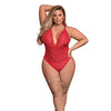 Risqué Business Lace & Mesh Teddy w/Snap Crotch Red QN