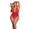 Risqué Business Lace & Mesh Teddy w/Snap Crotch Red QN