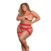 Risqué Business Cupless Bra, Garter & Crotchless Panty Red QN