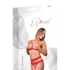 Risqué Business Cupless Bra, Garter & Crotchless Panty Red S/M