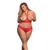 Risqué Business Cupless Bra & Crotchless Panty Red QN