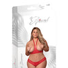 Risqué Business Cupless Bra & Crotchless Panty Red QN
