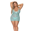 Seabreeze Lace Up Chemise & G-String Turquoise 2X