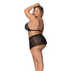 Girl Next Door Strappy Bralette w/Flirty Thong Skirt Black 2X
