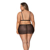 Girl Next Door Strappy Bralette w/Flirty Thong Skirt Black 2X