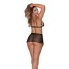 Girl Next Door Strappy Bralette w/Flirty Thong Skirt Black L/XL