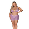 Girl Next Door Strappy Bralette w/Flirty Thong Skirt Lilac 2XL