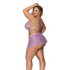 Girl Next Door Strappy Bralette w/Flirty Thong Skirt Lilac 2XL
