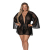 Modern Romance Flowing Short Robe Black 2X