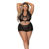 Modern Romance Tie Front Halter & Tap Pant Black 2X