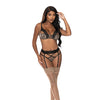 Purrfect Balconette Bra & Garter Panty  Animal/Black S/M