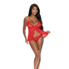 Ooh La Lace Babydoll & Split Crotch Panty Red L/XL