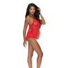 Ooh La Lace Babydoll & Split Crotch Panty Red L/XL