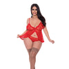 Ooh La Lace Babydoll & Split Crotch Panty Red QN