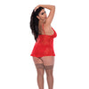 Ooh La Lace Babydoll & Split Crotch Panty Red QN