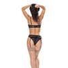 Ooh La Lace Demi Bra, Garter & Tanga Panty Black L/XL