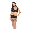 Ooh La Lace Bralette, Garter Skirt & G-String Black L/XL