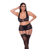 Ooh La Lace Bralette, Garter Skirt & G-String Black QN