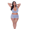 Ooh La Lace Bralette, Garter Skirt & G-String Periwinkle QN