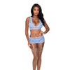 Ooh La Lace Bralette, Garter Skirt & G-String Periwinkle S/M