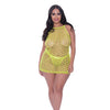 Love Star Halter Swing Chemise & Thong Chartreuse QN
