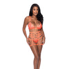 Rude Awakening Bralette, Thigh High Garter & Cheeky Panty Orange L/XL
