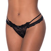 Ooh La Lace Cross Strap Split Crotch Tanga Panty Black S/M