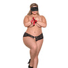 Love & Bondage Split Back Lace Booty Short, Blindfold & Wrist Ties Black QN