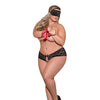 Love & Bondage Split Back Lace Booty Short, Blindfold & Wrist Ties Black QN