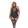 Sexy Time Fiona Halter Merry Widow Teddy w/Split Crotch Black QN
