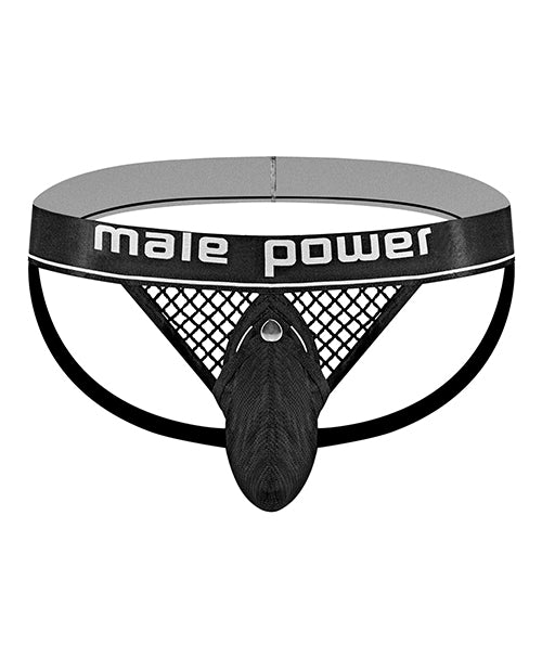 Cock Pit Fishnet Cock Ring Jock - Black