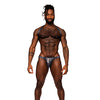 Snaked Metallic Coated Shoulder Sling Harness Thong Black/Blue L/XL