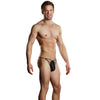 Male power g-string w/straps & rings black